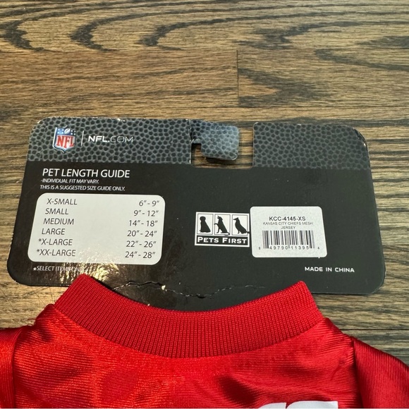 NFL Pet Wear Kansas City Chiefs Dog Mesh Jersey XS NWT - Picture 3 of 3